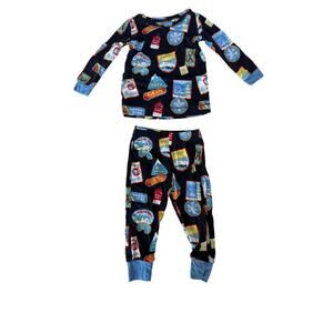Angel Dear Baby Black Vintage Ski Patch Long Sleeve Loungewear Set Size 6-12 M